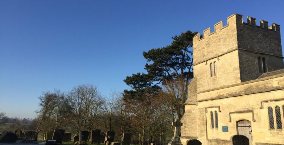 Potterspury village church in winter