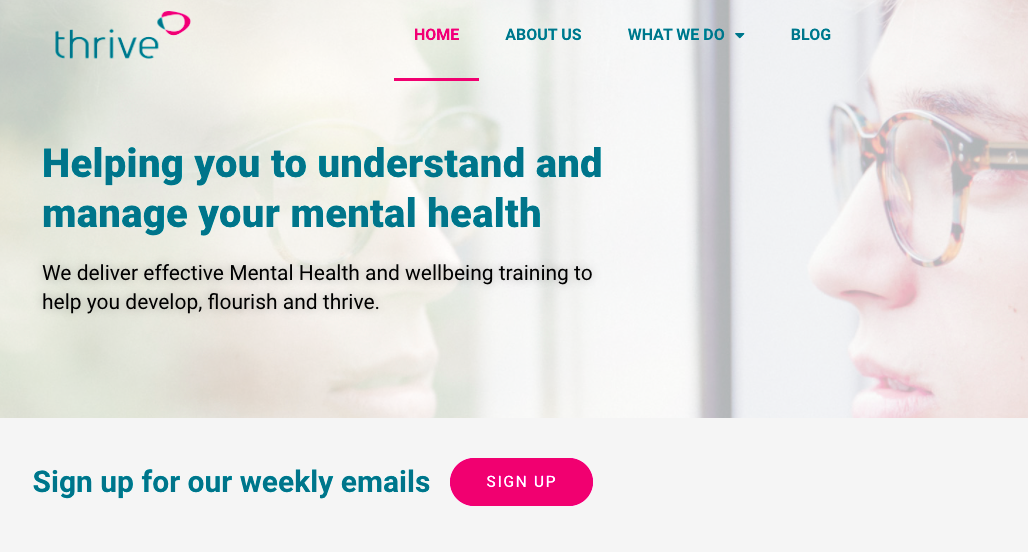 screenshot of mental health website text